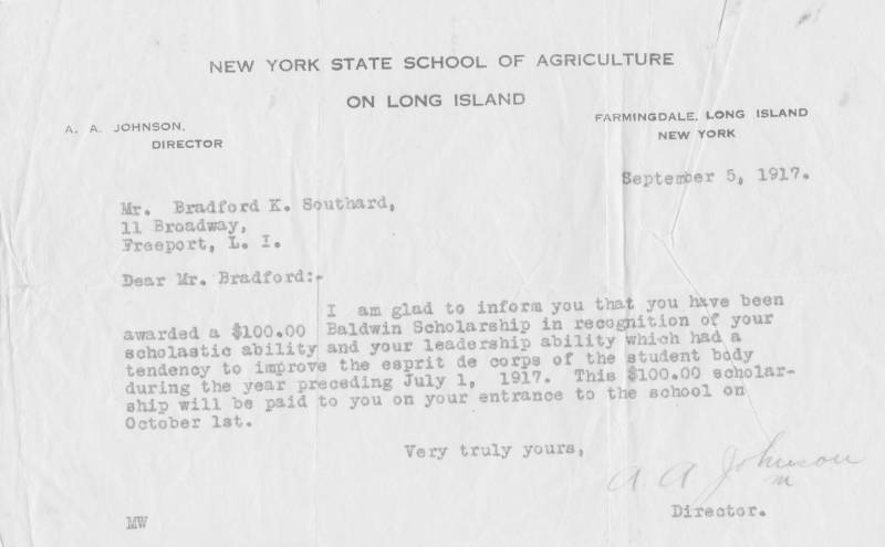 Notification of Baldwin Scholarship